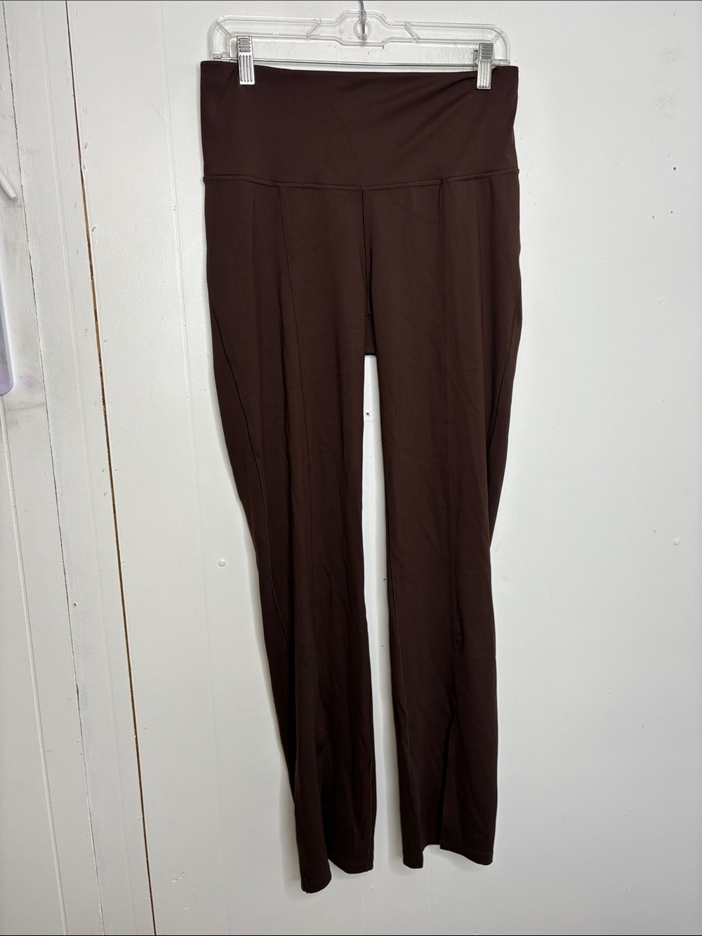 Calia Pants Womens Large Slim Leg Split Front Chocolate Brown Athleisure Pull On